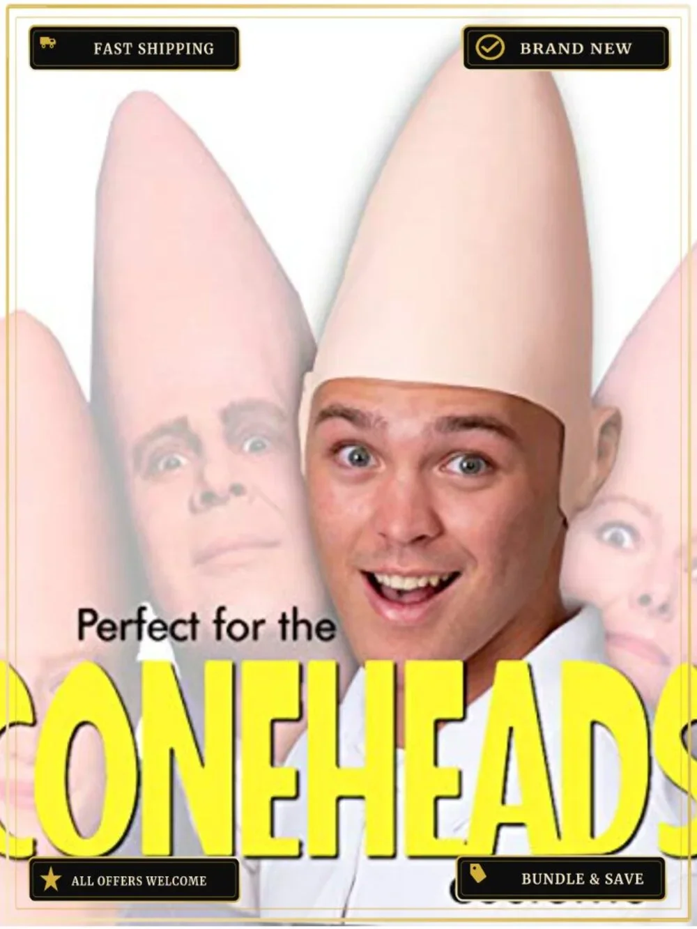 Alien Cone Head Costume Hat Rubber Stretch Fit Halloween Prop